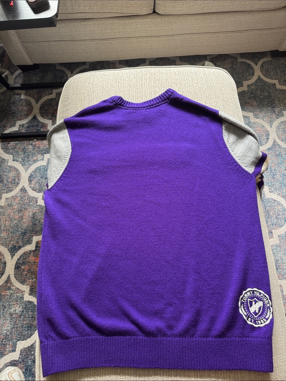 Tommy Hilfiger Minnesota Vikings Crewneck Sweater - Purple, Gray & Yellow - Picture 5 of 7